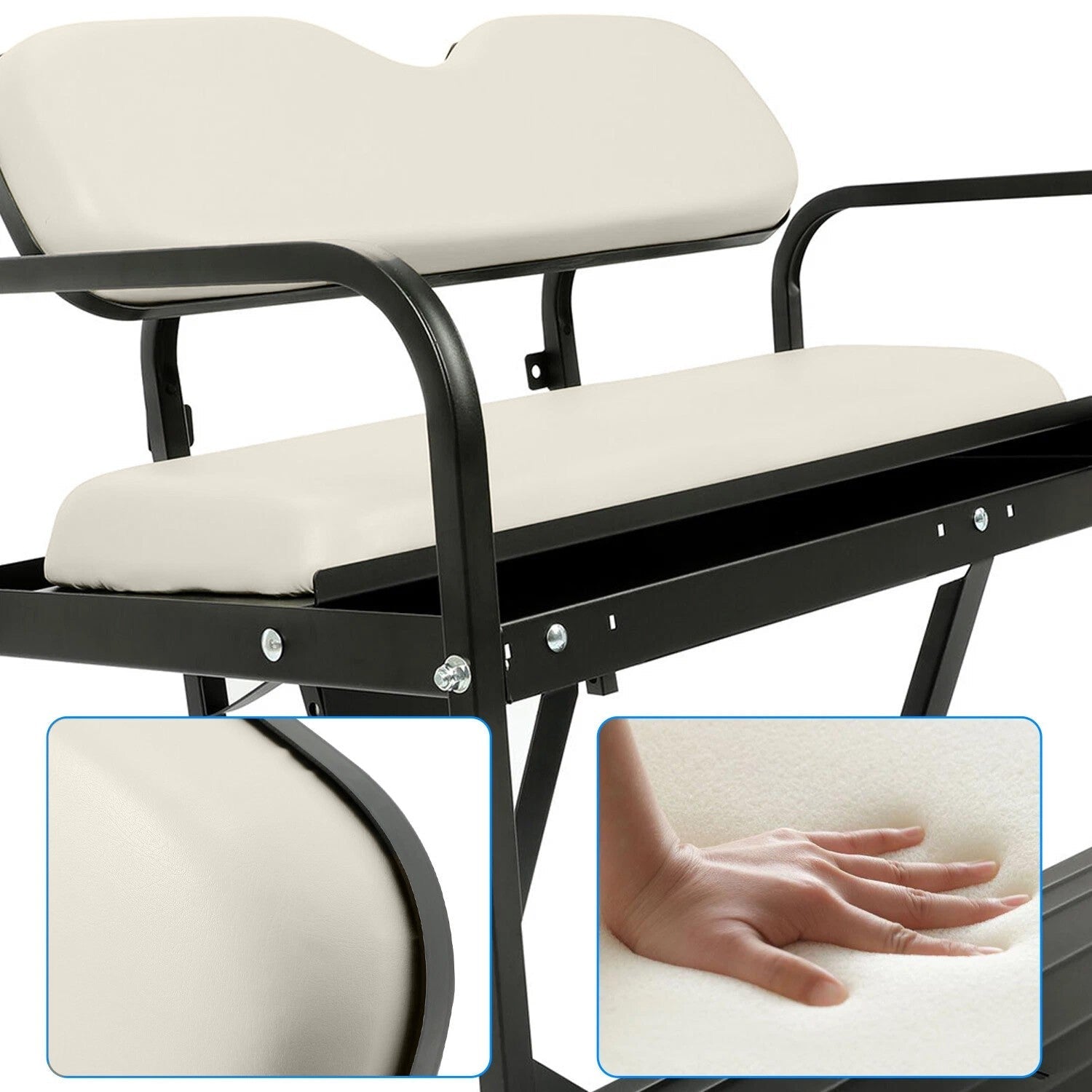 Flip Rear Back Seat for Yamaha Drive G29 Golf Cart 07 to 16 Off White Cushions