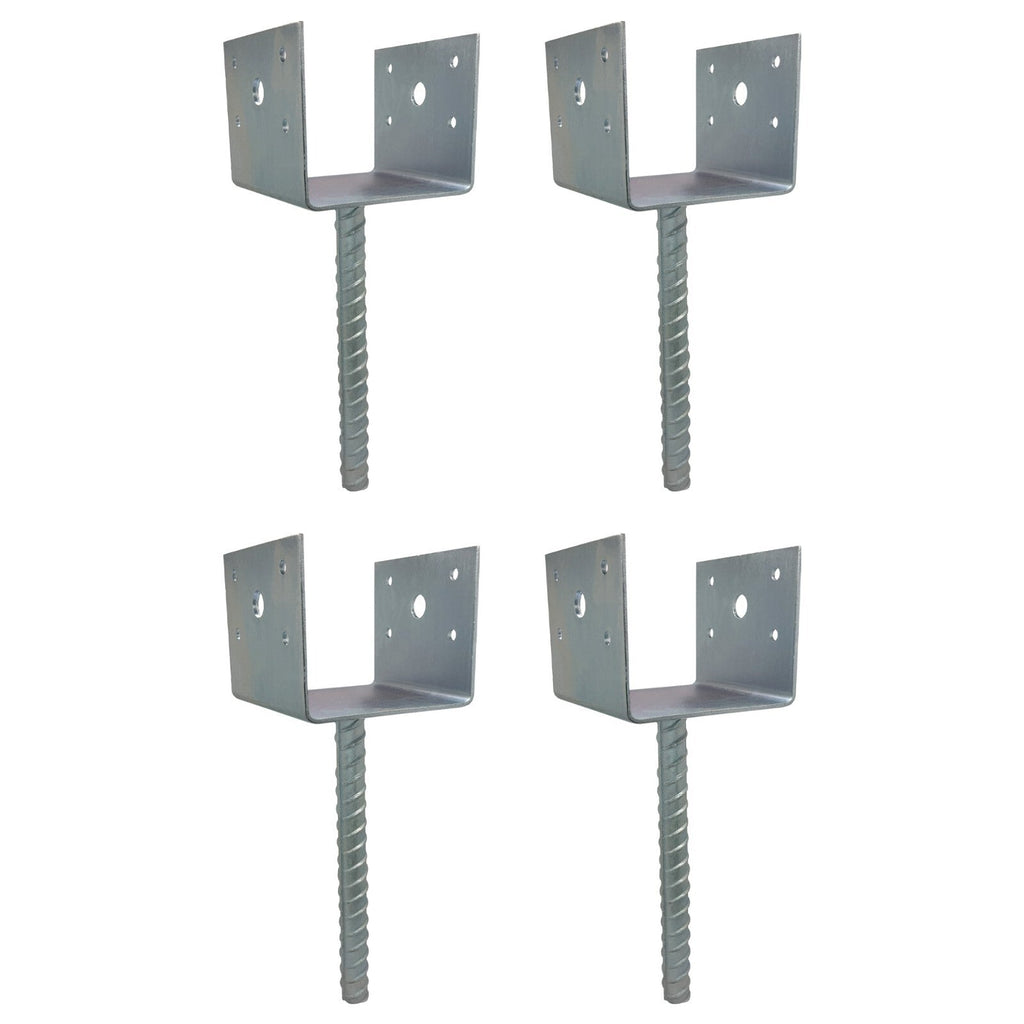 U Shaped 4x4 Deck Post Concrete Anchor Spike for Fence Post Base Zinc Plated 4