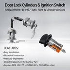 Ignition Switch Door Lock Cylinder with Keys for Ford 97 07 F150 250 Super Duty