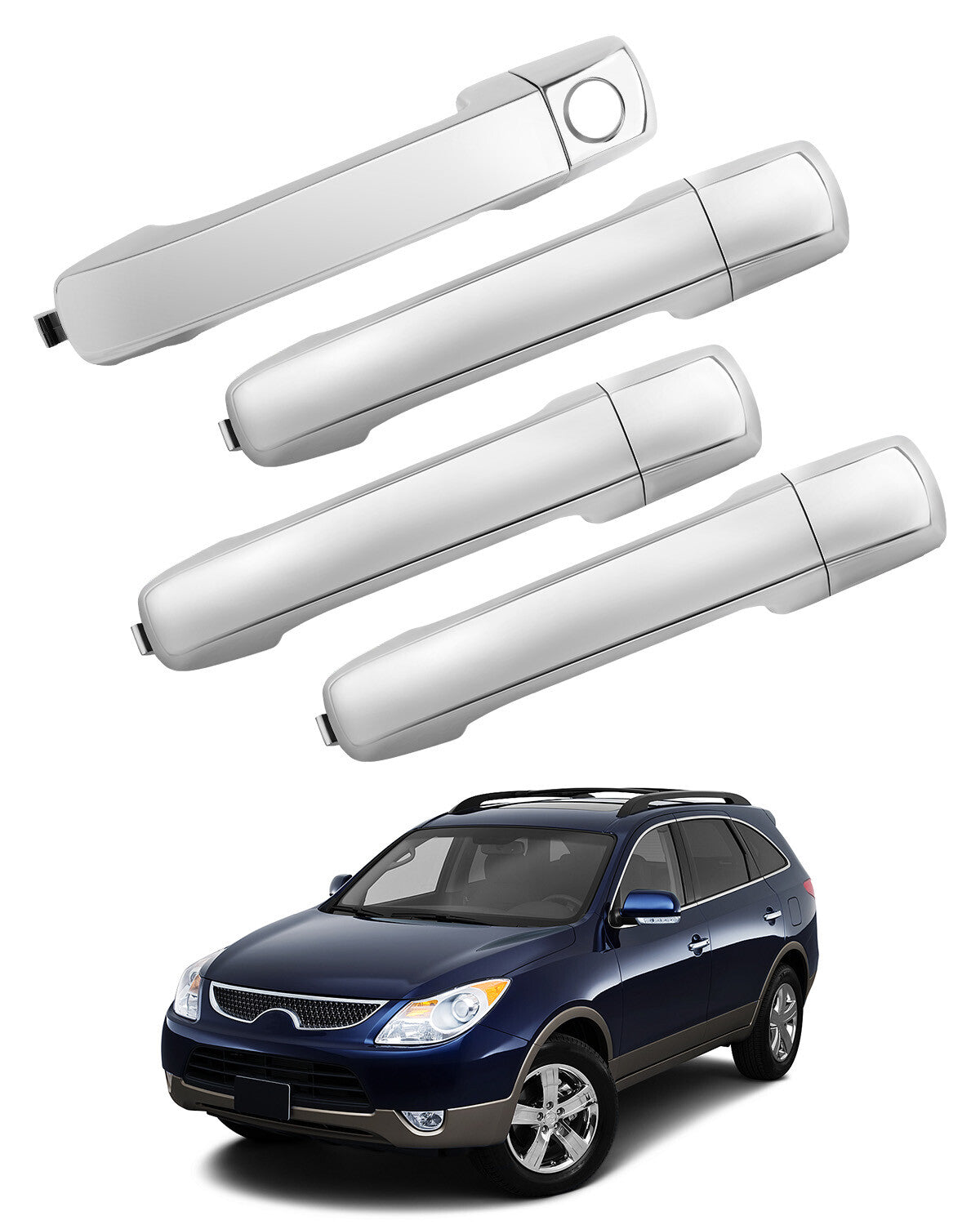 Chrome Exterior Door Handle LH RH Set for Hyundai Veracruz 2007 to 2012 4 Piece