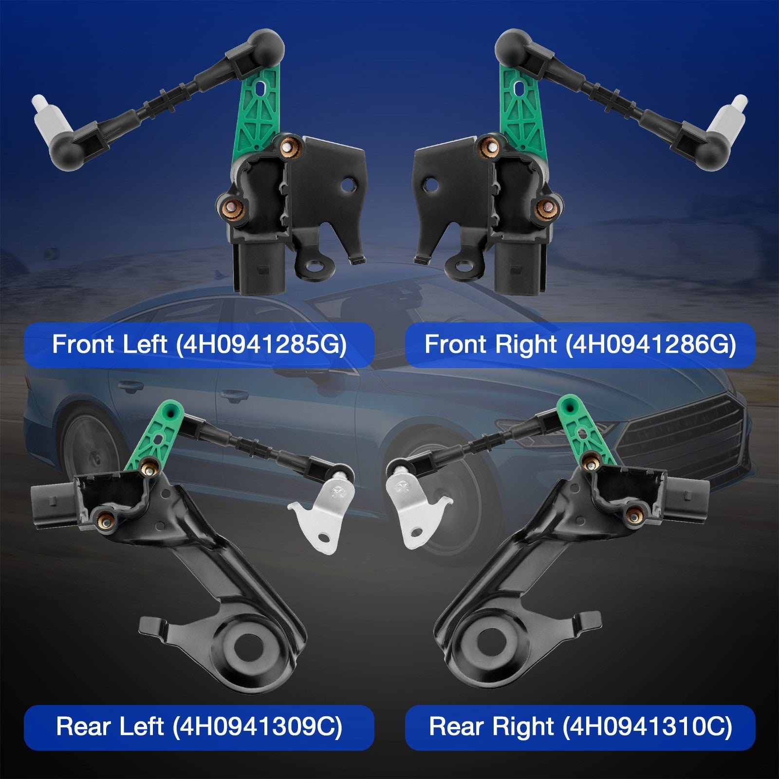 Front Left Air Suspension Height Level Sensors for Audi 11 18 A6 A7 S6 S7 S8 4x