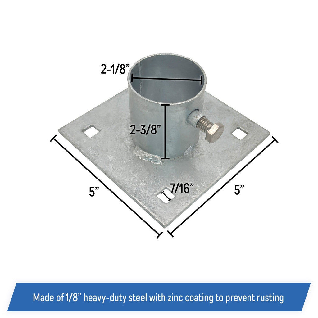 Stationary Dock Base Plate Hardware 5x5 Heavy Duty Galvanized Steel 4 Pieces
