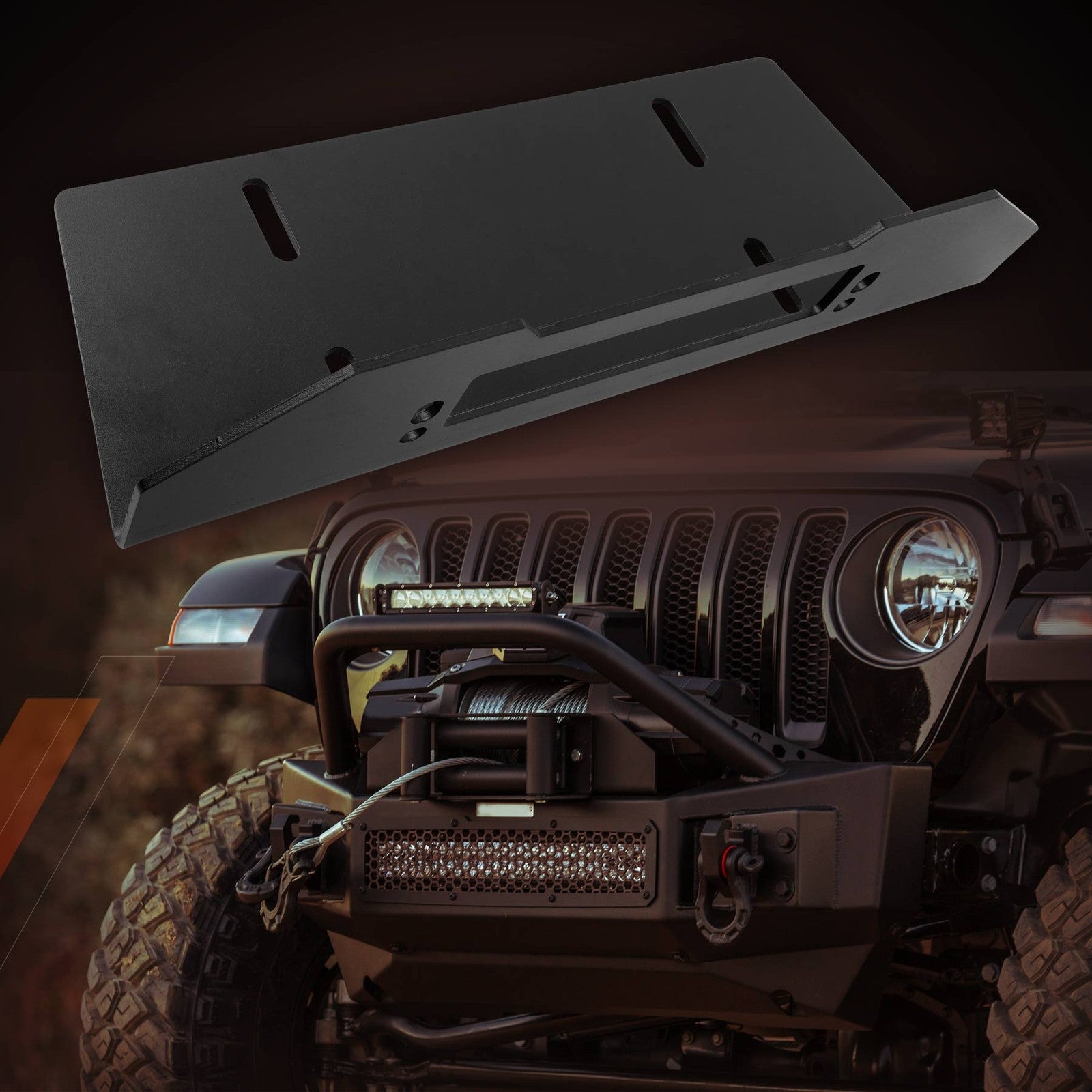 Winch Mounting Plate Mount Bracket for Go Rhino Rockline Jeep Gladiator JL JT