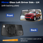 Driver Side Mirror Glass Blind Spot Lens for GMC Sierra Chevy Sliverado 19 24