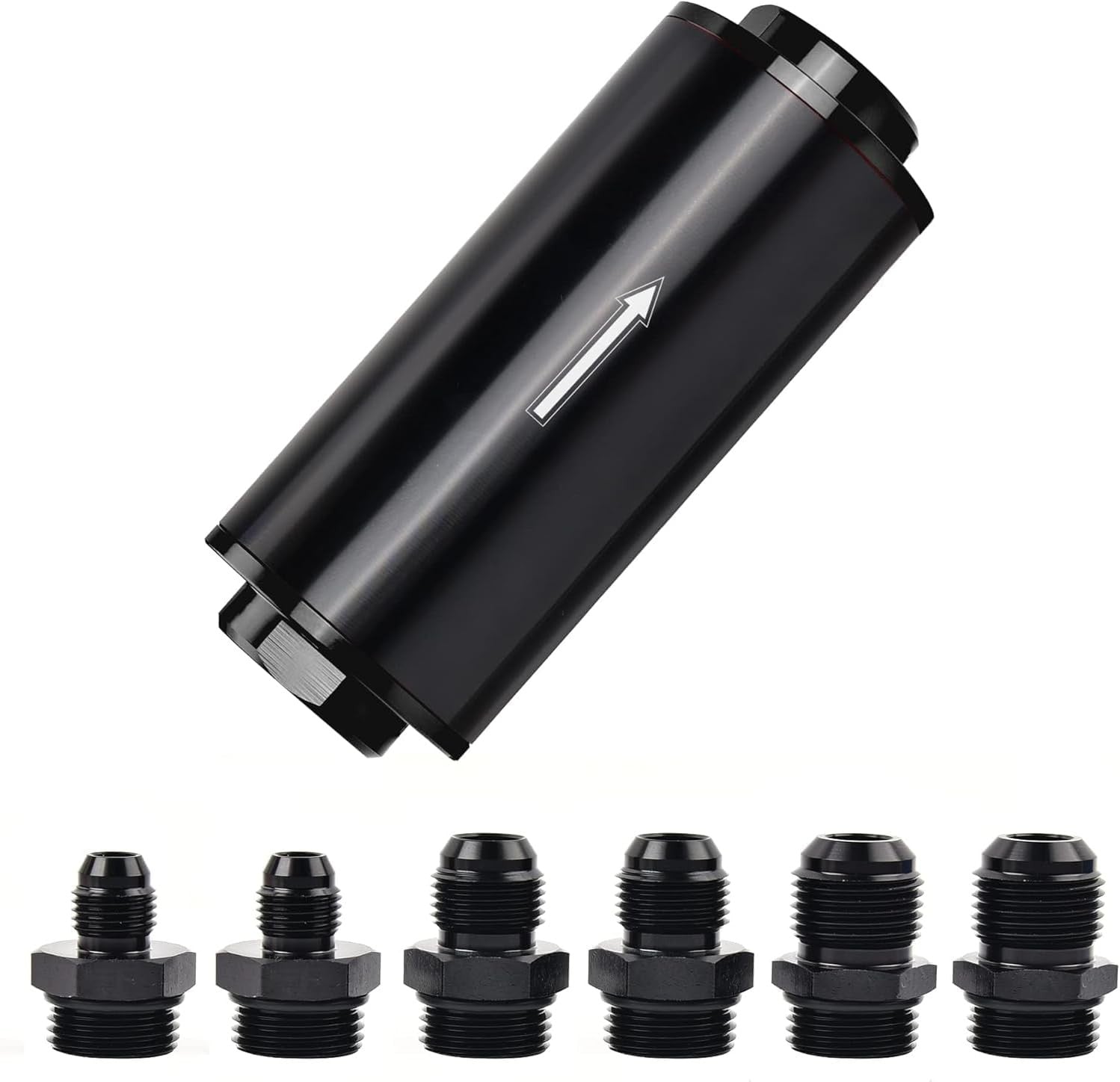 Universal 10 Micron Inline Fuel Filter with 6AN 8AN 10AN Adapters and 50mm