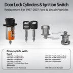 Ignition Switch Door Lock Cylinder with Keys for Ford 97 07 F150 250 Super Duty