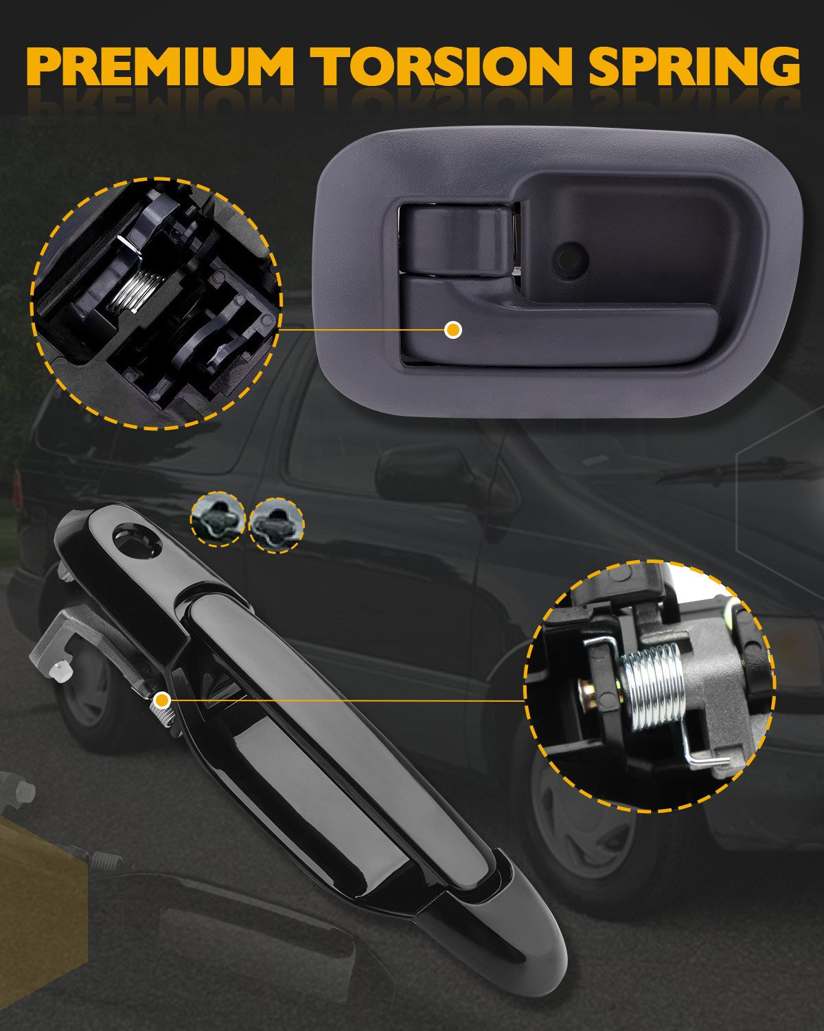 Exterior Interior Door & Liftgate Handle Kit For Toyota Sienna 98 03 7PCS