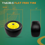 11x6.00-5 Front Flat Free Tire Wheel Set w/ Bearings for Zero Turn Mower 2x