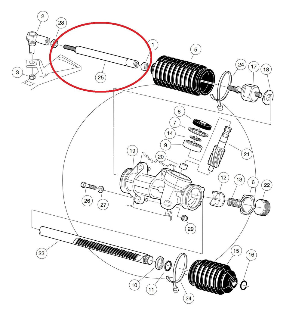 Steering Drag Link with Male Thread for Club Car DS Carts 103653401 1036534-01