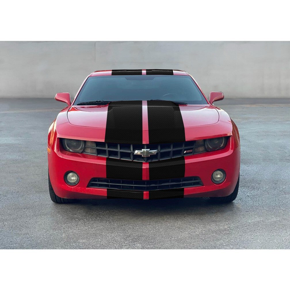 11 Inch Black Carbon Fiber Vinyl Rally Stripes Racing Stripe Kit for Chevy Camaro