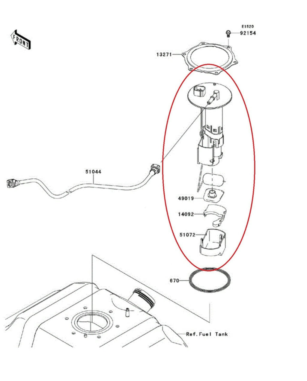 49040-0716 49040-0733 Fuel Pump Assembly for Kawasaki Mule Teryx 2014-2020