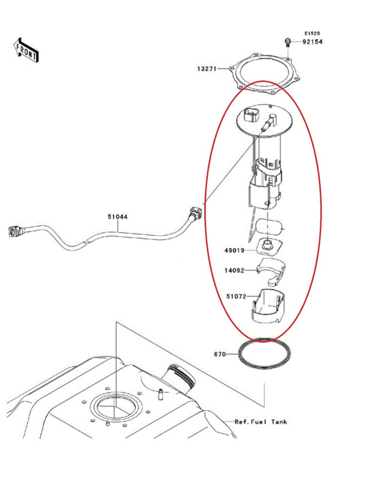 49040-0716 49040-0733 Fuel Pump Assembly for Kawasaki Mule Teryx 2014-2020