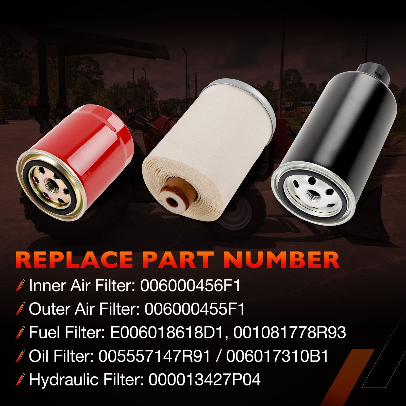 006000455F1 006000456F1 Air Oil Fuel Filter Kit For Mahindra 4540 4550 6 Piece