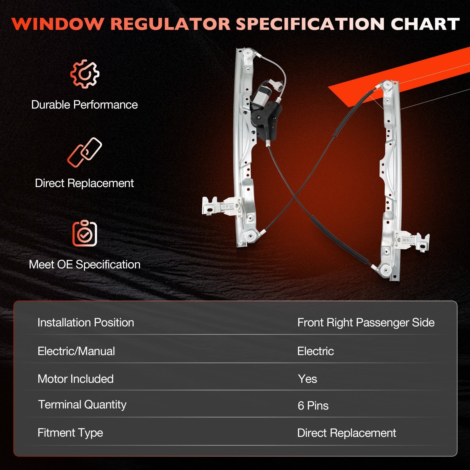 Front Passenger Side Power Window Regulator w/Motor for Nissan Titan 2004 2015