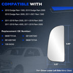 Upper Lower Tow Mirror Spotter Glass Driver Side For RAM 1500 2500 3500 10 20