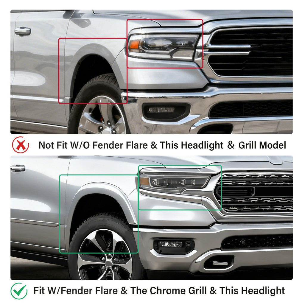 Front Bumper End Filler Panel Cover Left Right for Dodge Ram 1500 2019 2024