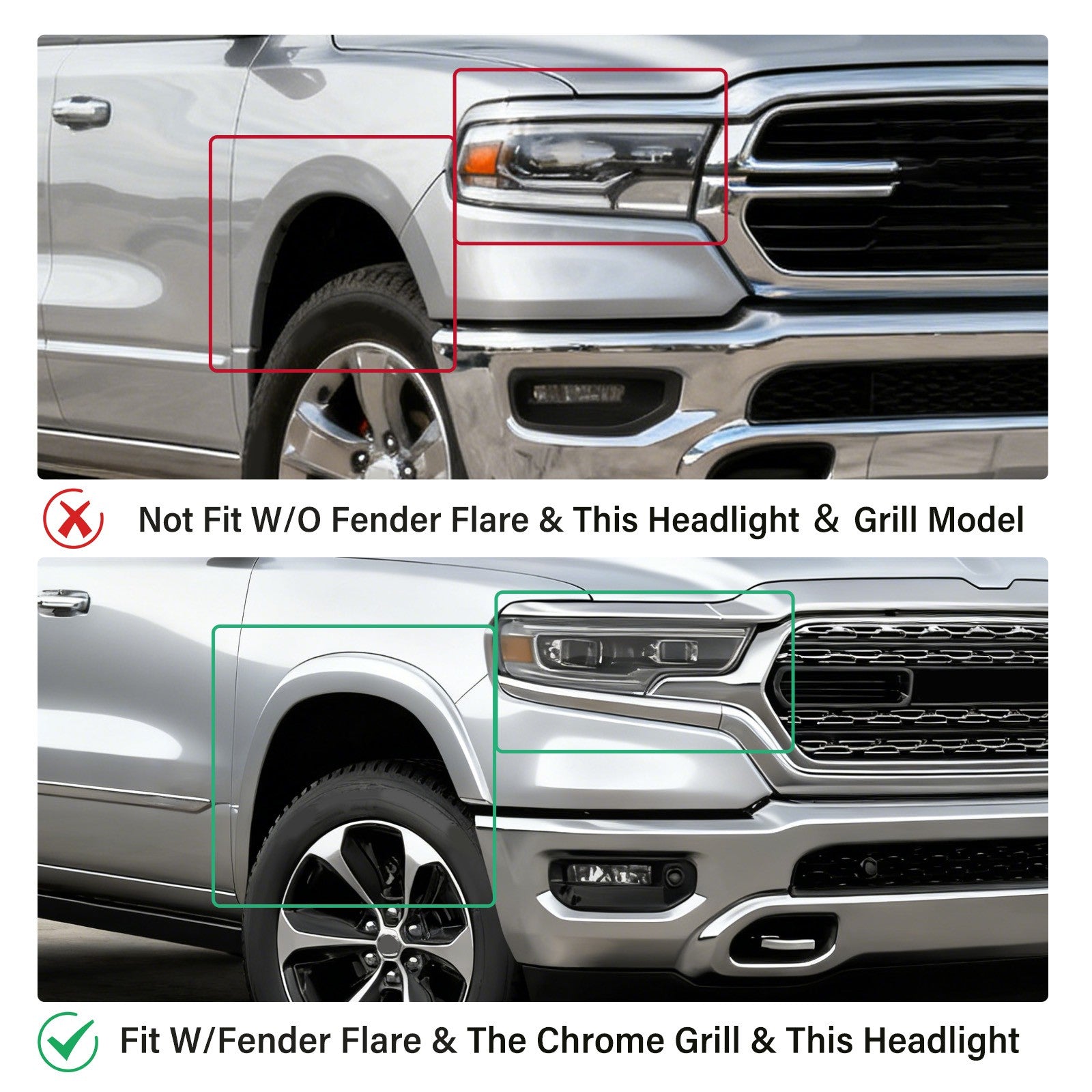 Front Bumper End Filler Panel Cover Left Right for Dodge Ram 1500 2019 2024