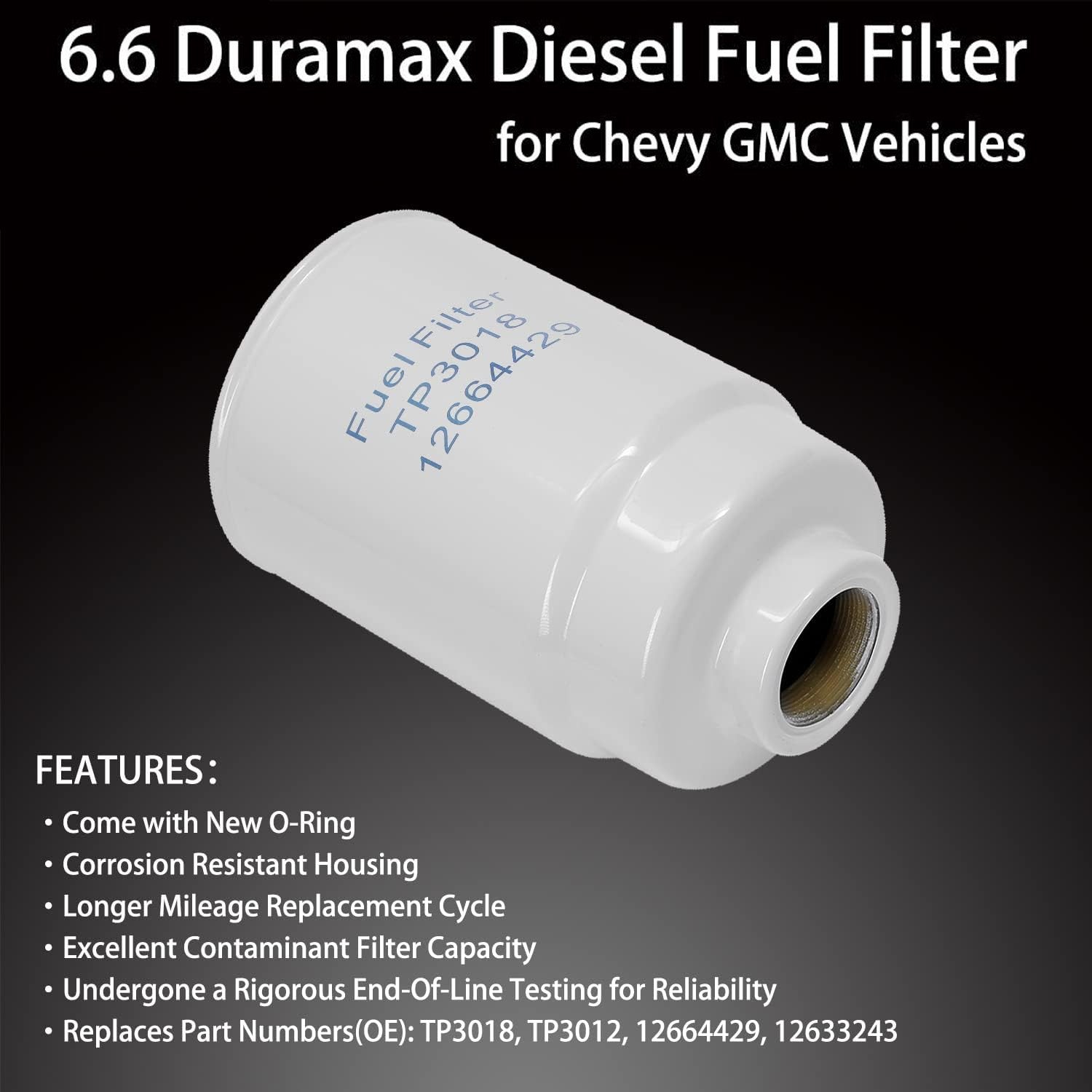 TP3018 6.6L Duramax Engine Fuel Filter Kit for 01 16 Chevy Silverado GMC Sierra