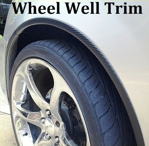Black Carbon Fiber Wheel Well Fender Trim Molding DIY Kit