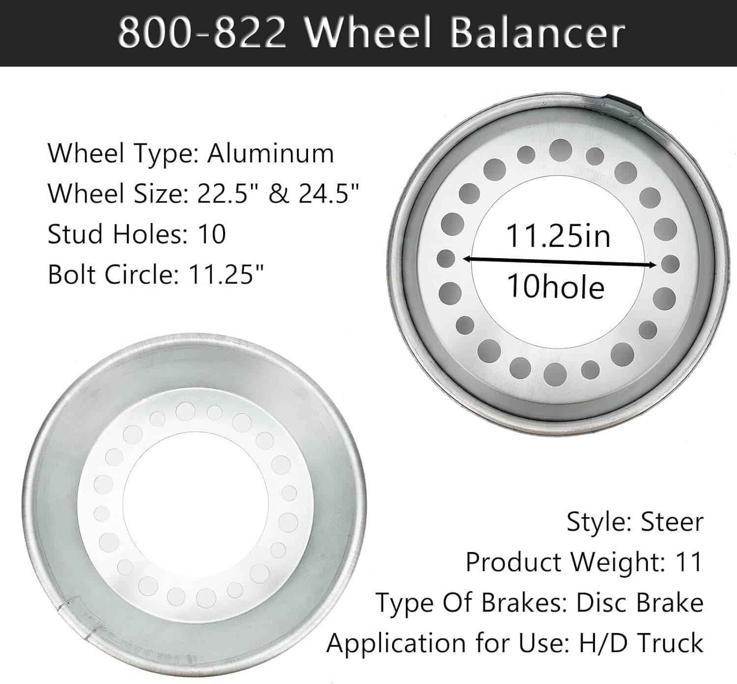 800822 Steer Auto Wheel Balancer for 22.5 to 24.5 Inch Wheel Set of 2
