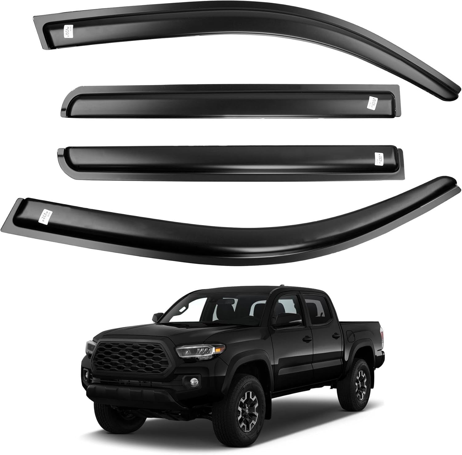 Side Window Visor Rain Guards Deflectors for Toyota Tacoma 2016 2023 Black 4 Pcs