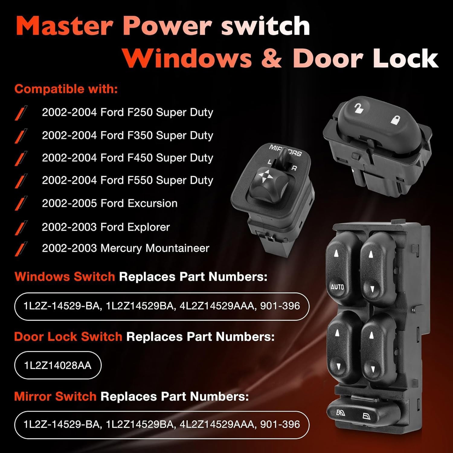 Power Window Door Lock Mirror Switch for Ford 02 05 F250 F350 F450 Excursion