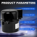 6315141 Pool Spa Blower For Air Supply Silencer 2in Plumbing 1.5HP 120V HotTub