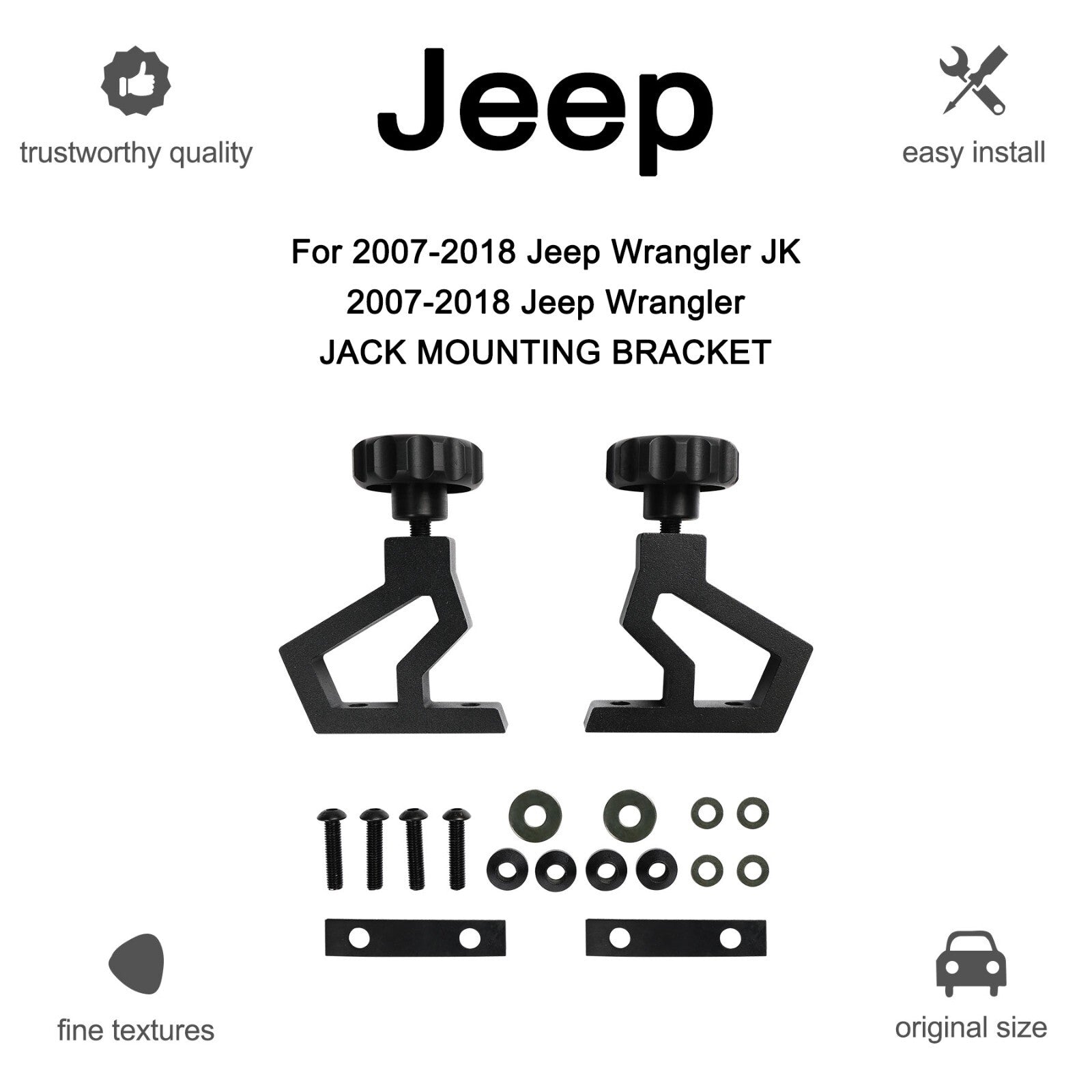 Hi Lift Jack Mounting Bracket Hood Hinge Kit for Jeep Wrangler JK 2007 2018
