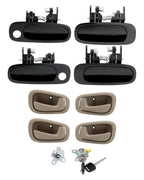 Interior And Exterior Door Handle Lock Cylinder Key Kit For Toyota Corolla 98 02