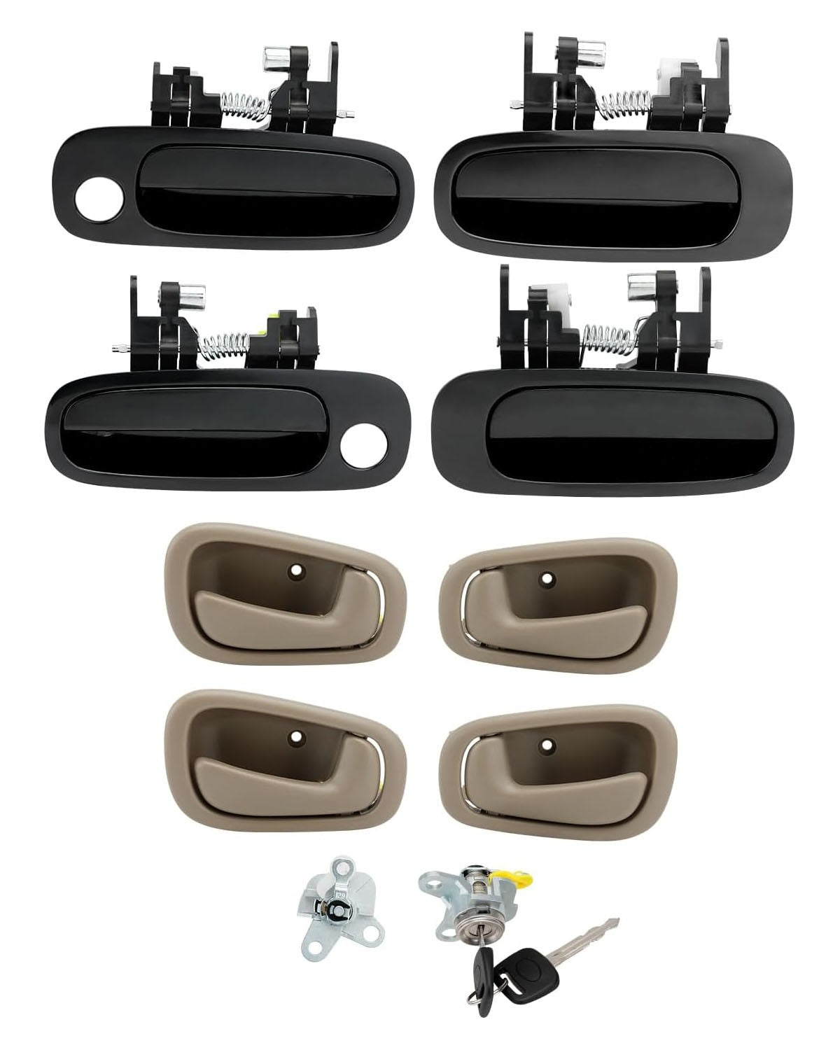 Interior And Exterior Door Handle Lock Cylinder Key Kit For Toyota Corolla 98 02