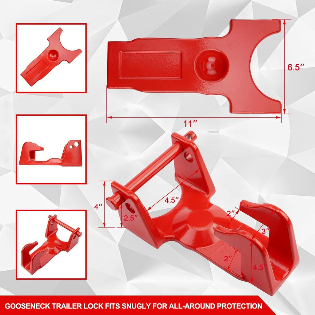 Gooseneck Trailer Lock with Key for RVs Livestock Haulers Trailers Red