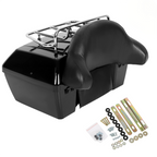 Universal Motorcycle Tail Box Luggage Trunk w/ Top Rack For Harley Honda Cruiser
