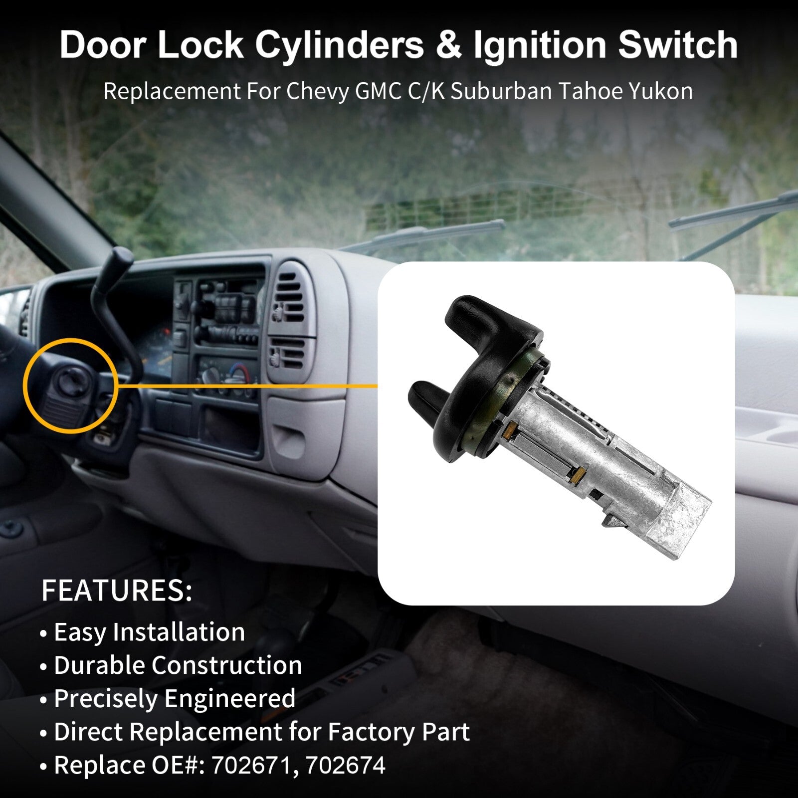 Ignition Switch Door Lock Cylinders With Keys For Chevy GMC C K Suburban