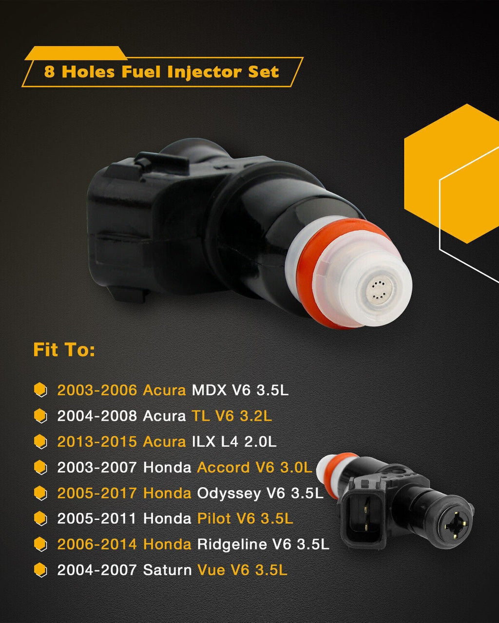 16450-RCA-A01 Fuel Injectors for 2003-13 Honda Accord Odyssey Acura 3.0-3.2L 6PK