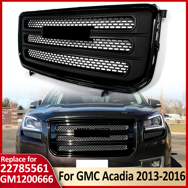 GM1200666 Front Bumper Grill Grille for GMC Acadia 2013-2016 Gloss Matte Black