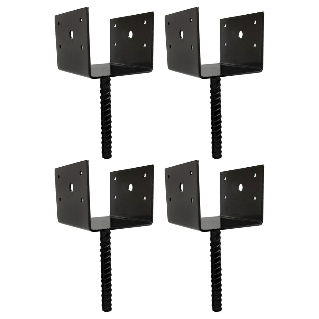 U Shaped 6x6 Deck Post Concrete Anchor Spike Fence Base Black Powder Coated 4