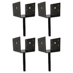 U Shaped 6x6 Deck Post Concrete Anchor Spike Fence Base Black Powder Coated 4