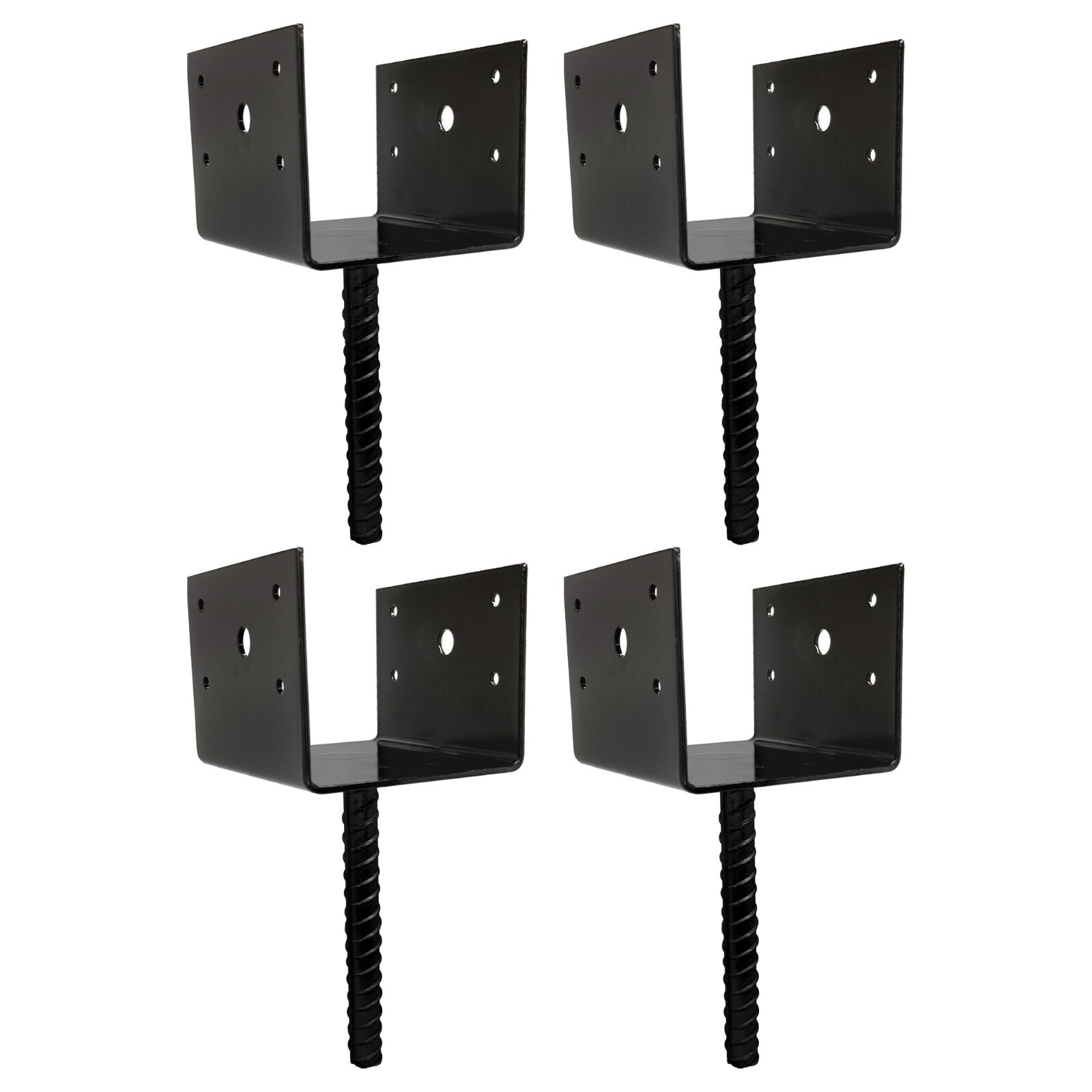 U Shaped 6x6 Deck Post Concrete Anchor Spike Fence Base Black Powder Coated 4