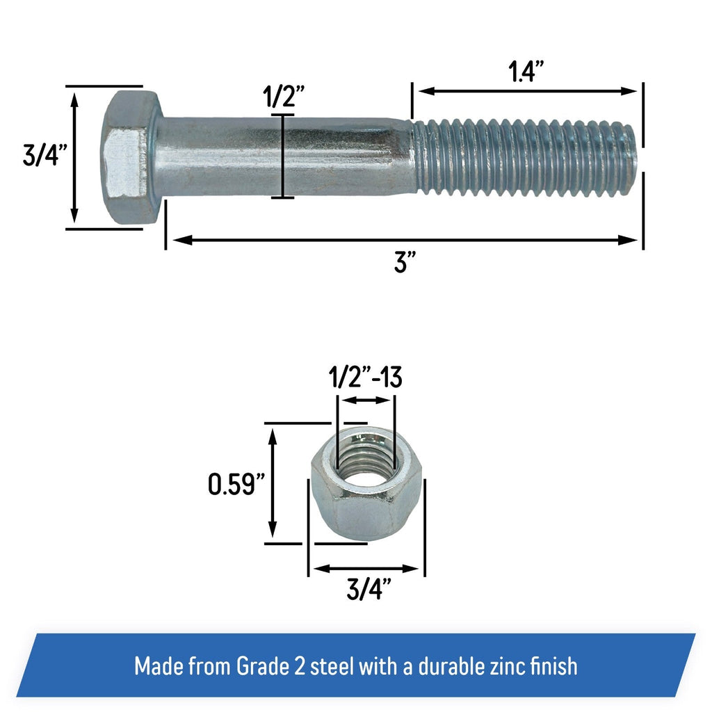 Grade 5 Shear Bolt Set 1 2x3 for Bush Hog Razorback Series 50074654 5 Pack