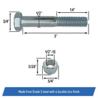 Grade 5 Shear Bolt Set 1 2x3 for Bush Hog Razorback Series 50074654 5 Pack