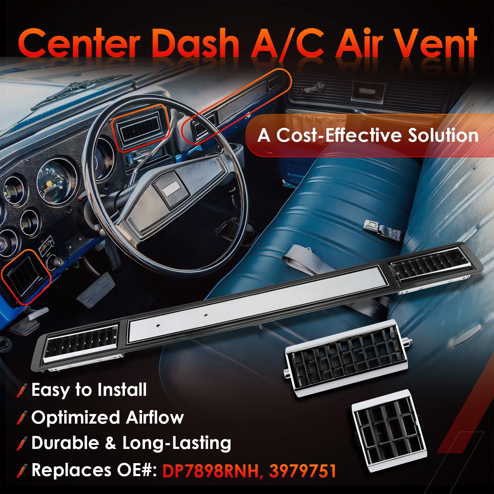 DP2560 Center Dash AC Air Vent Trim Plate For Chevy GMC Truck 1973-1980 3979751