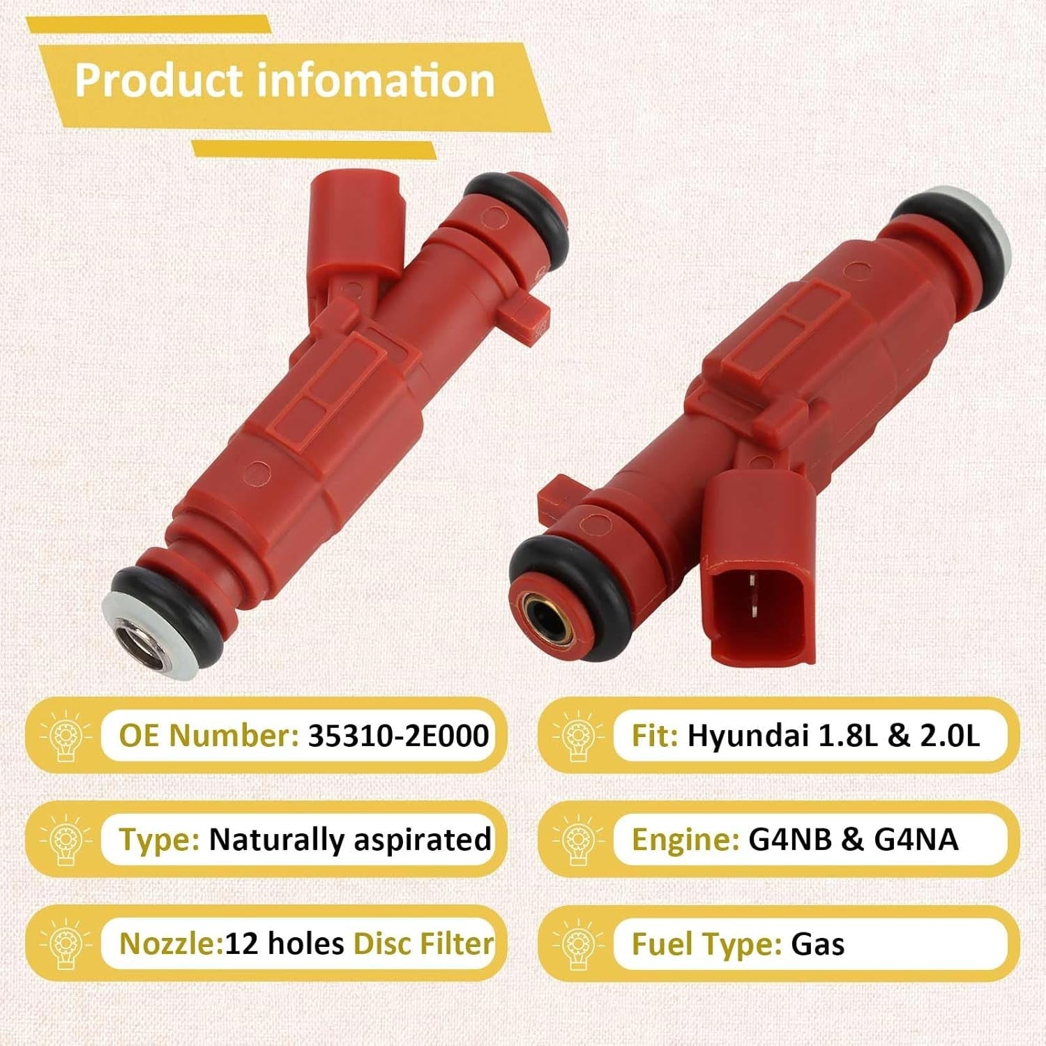 353102E000 Fuel Injectors for Hyundai 2011 2025 Elantra Kia Forte 1.8L 2.0L 4X