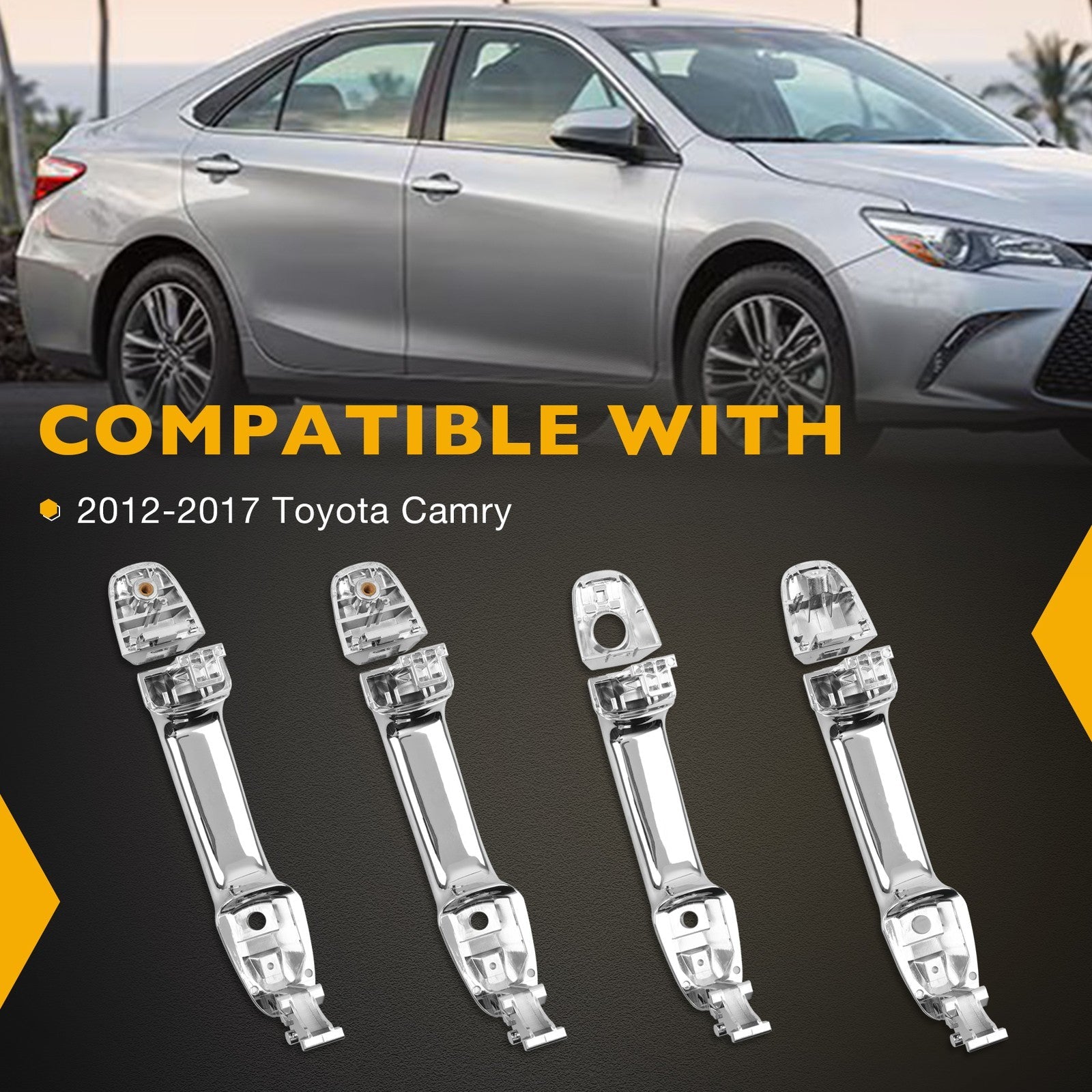 Exterior Door Handles Front Rear LH RH for Toyota 2012 2017 Camry Chrome 4 Piece