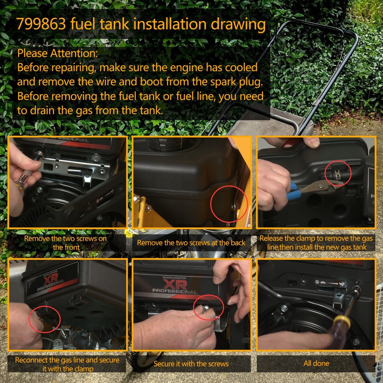 799863 Fuel Gas Tank with Cap Engine Fuel Tank for Briggs and Stratton 694260