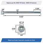 04001-167 Wheel Axle Bolt Set 1/2-13 x 9-1/2 for SCAG Turf Tiger Cubs