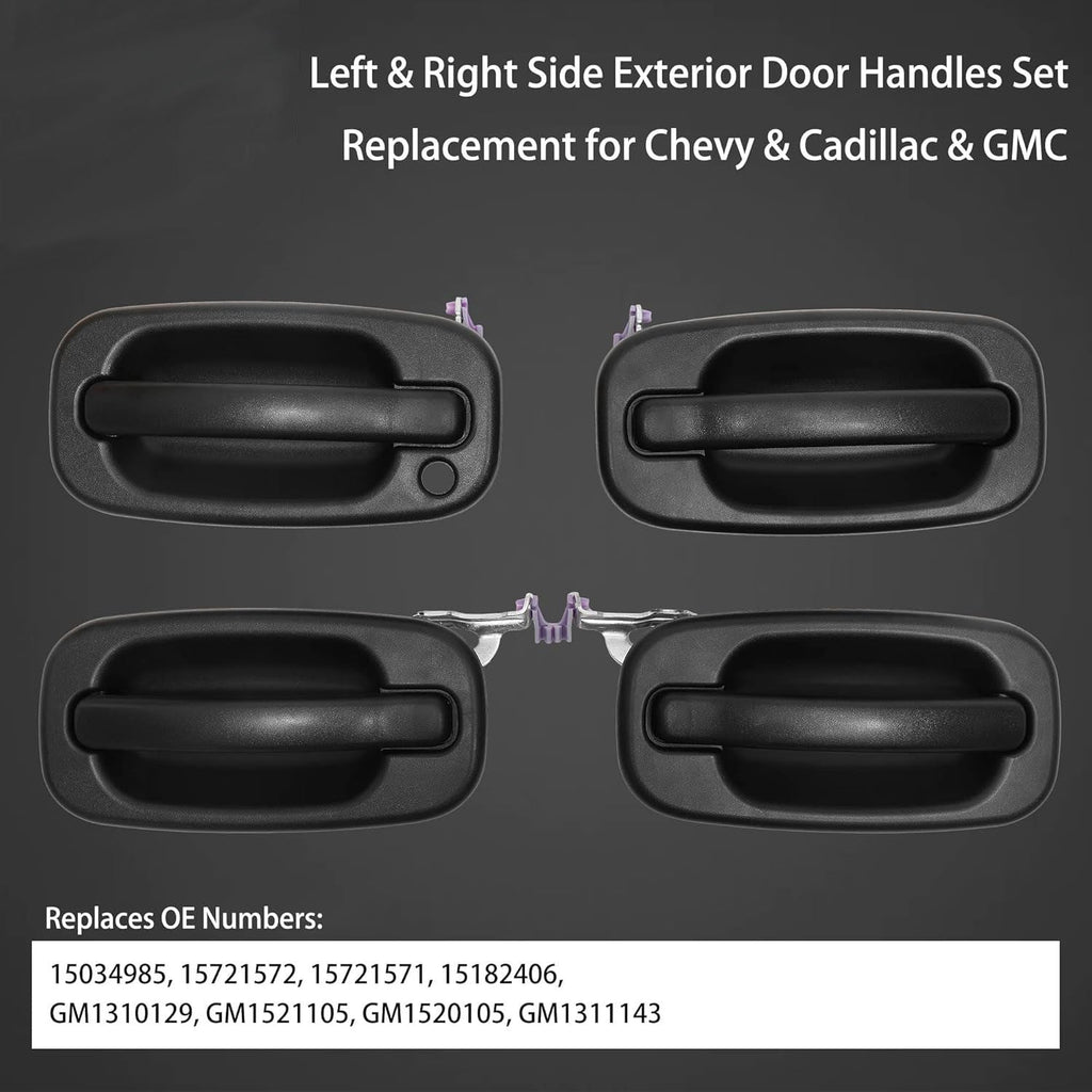 Exterior Door Handle Front Rear for Chevy Silverado GMC Cadillac 99 07 4Pcs