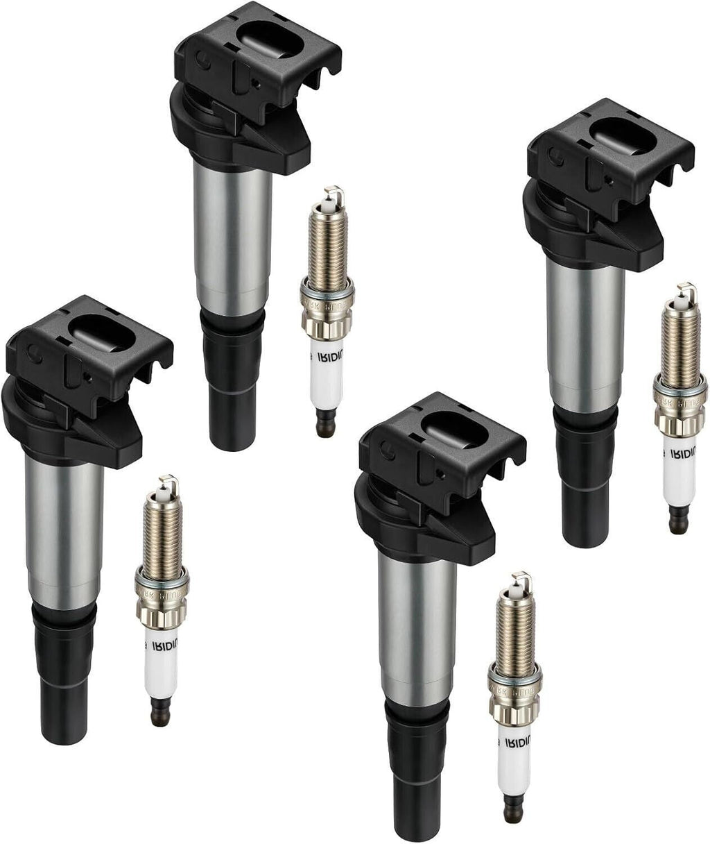 UF598 Ignition Coil Pack and Spark Plug Kit for Mini Cooper Peugeot 1.6L 07-16 4 Pack