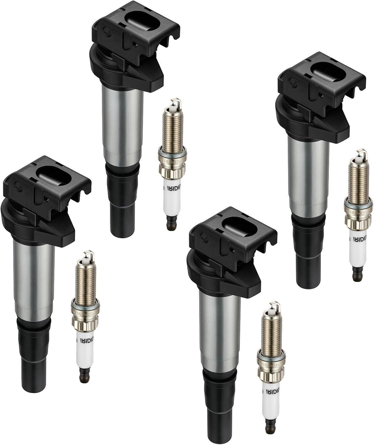 UF598 Ignition Coil Pack and Spark Plug Kit for Mini Cooper Peugeot 1.6L 07-16 4 Pack
