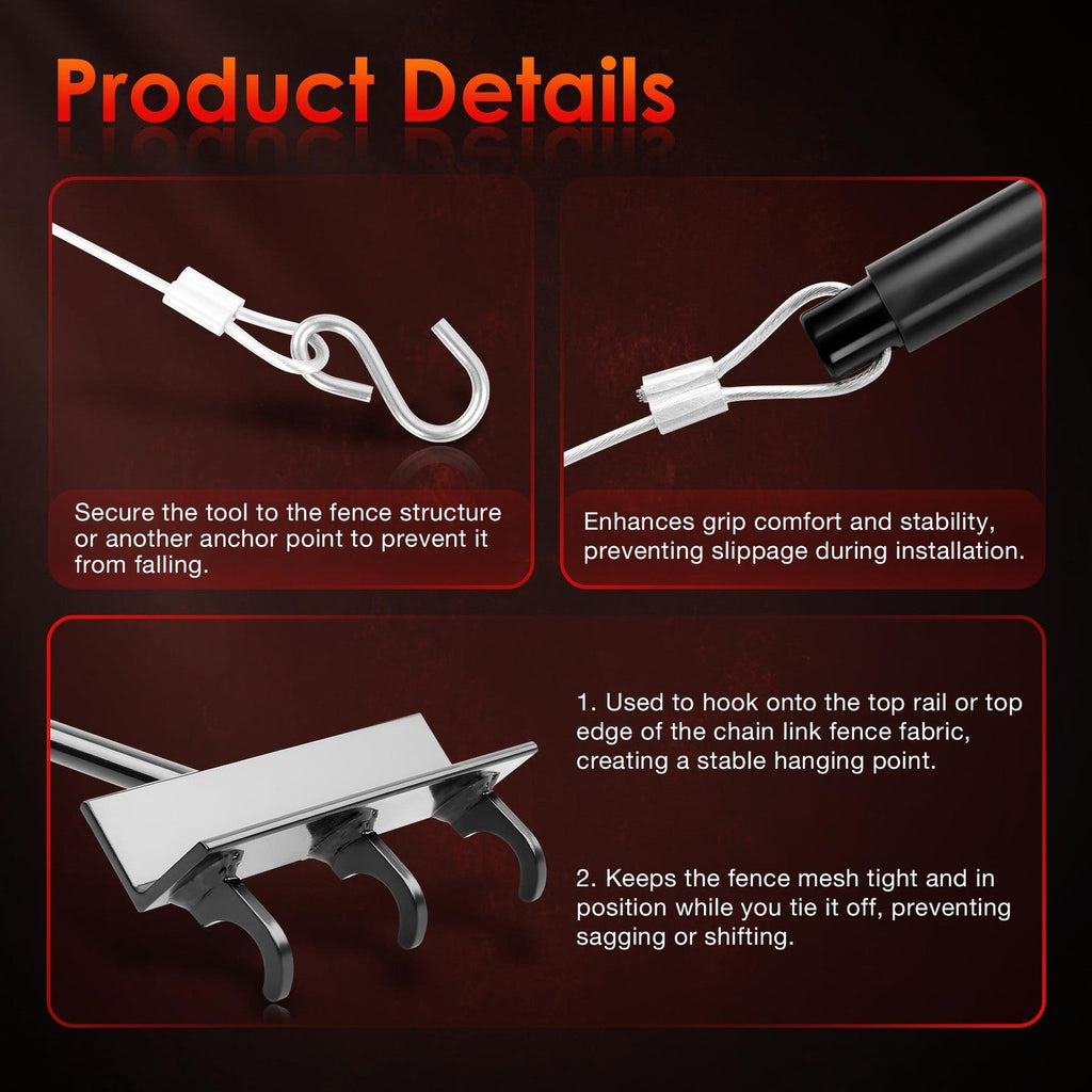 Chain Link Fence Heavy Duty Top Rail Fabric Hanging Tool with Hook Rail Bracket