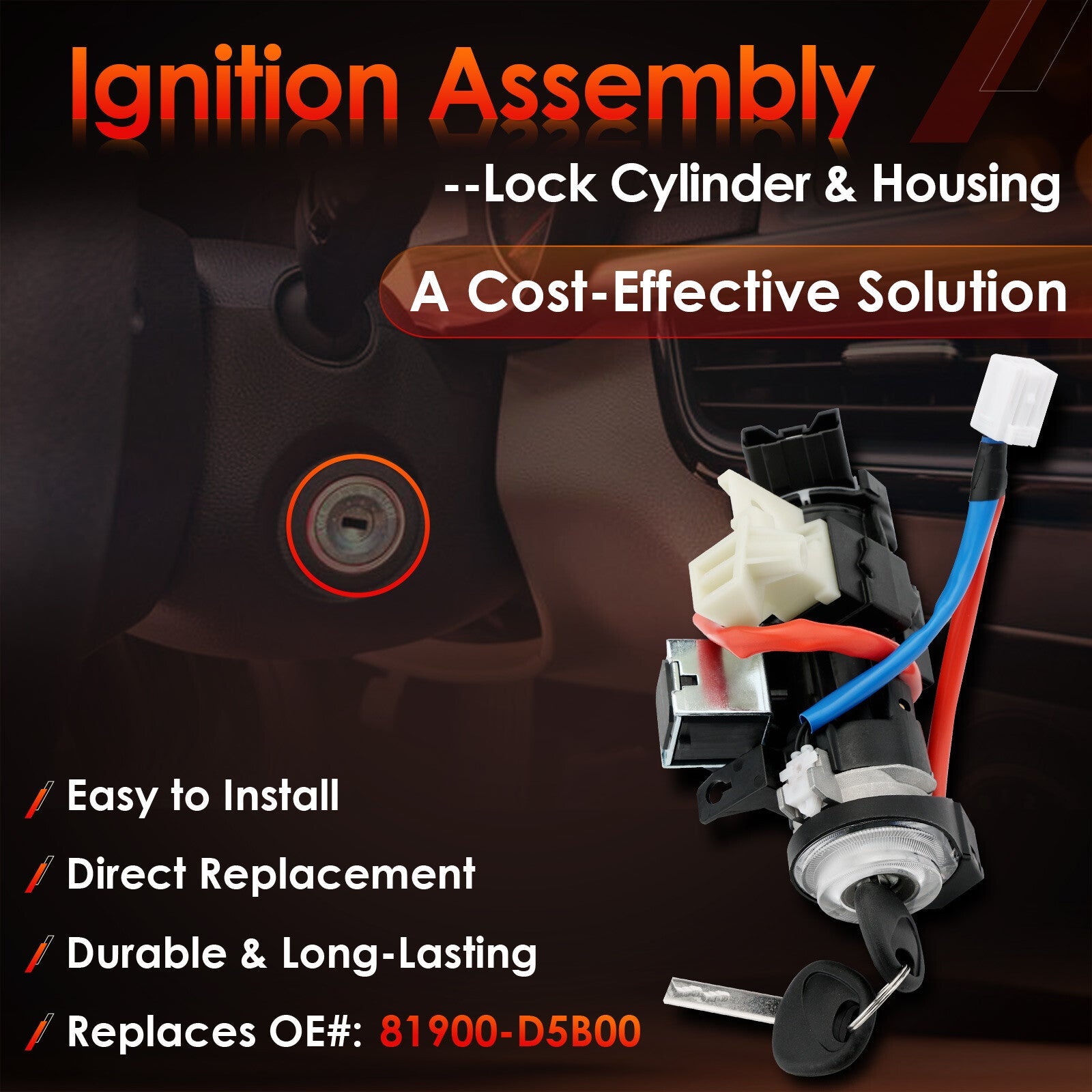 8199135240 Ignition Lock Cylinder Switch & Cylinder Housing for Kia Optima 16 20
